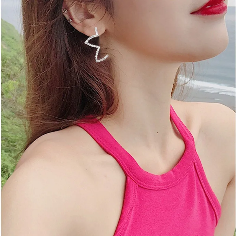 New Style Left And Right Five-Pointed Star Earrings Temperament Female Geometric Simple Short Girlfriend Gift | Украшения и