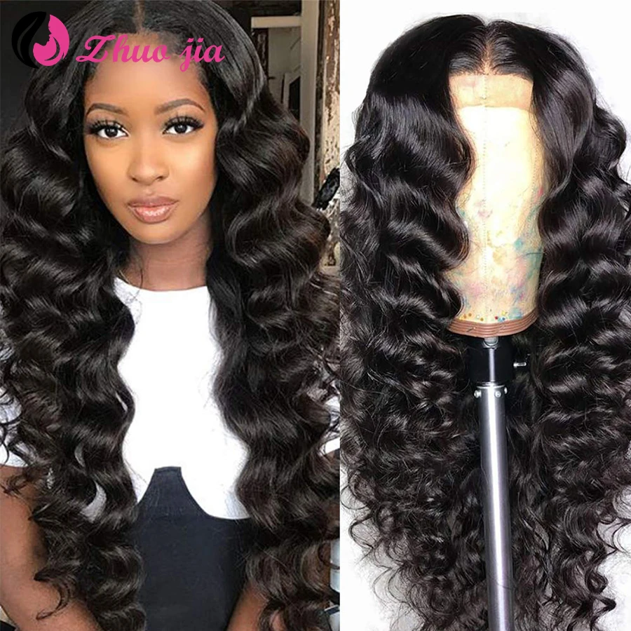 

30' Loose Deep Wave Wig 250 Density HD Transparent Lace Frontal Wig 13x6 Brazilian Lace Front Human Hair Wigs For Women ZHUO JIA