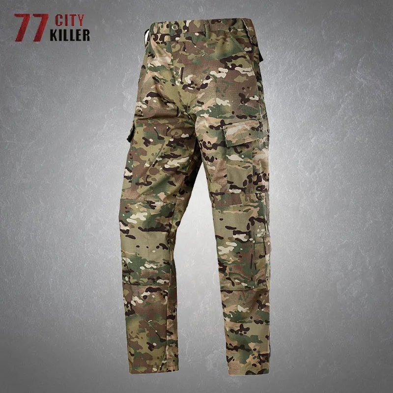 

Camouflage Military Cargo Pants Men Casual Wear-resistant Multiple Pockets Trousers Male Tactical Combat Baggy Mens Work Pants
