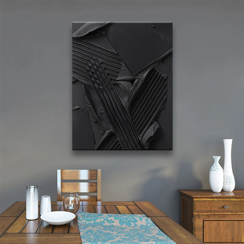 

Nordic Canvas Art Painting Wall Art Pure Black Wall Graffiti Canvas Painting Wall Pictures Posters Print for Living Room HD