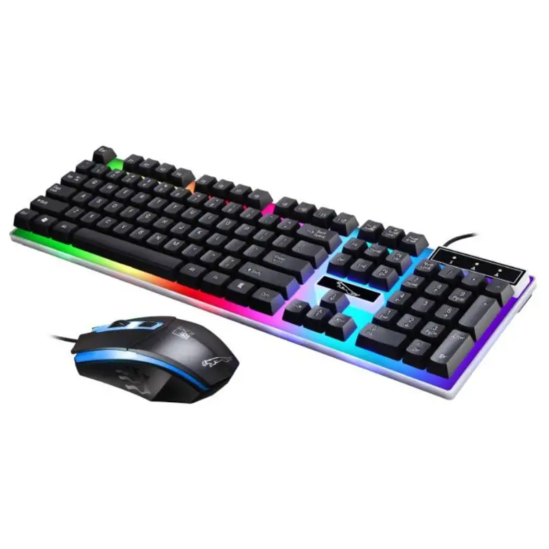 

Ergonomic Gaming Keyboard & 3D Mouse Kit Anti-slip Rainbow LED Equipment Set for PS4 Xbox One