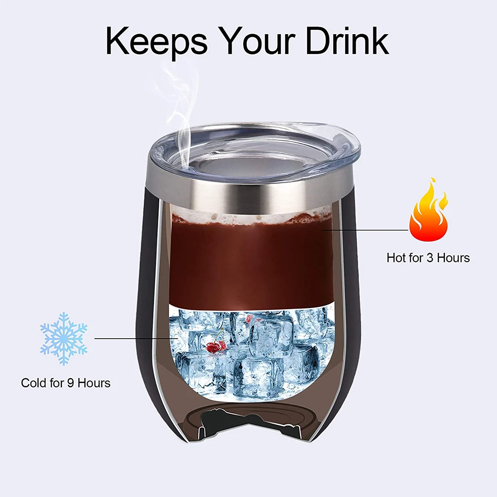 Двухстенная вакуумная Изолированная чашка для вина 304 нержавеющая сталь 12 унций