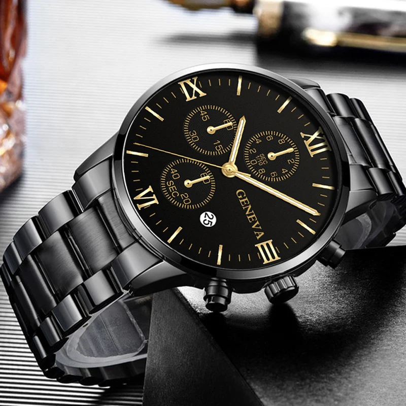 Watch Men Fashion Business Watches Luxury Calendar Clock Man Stainless Steel Quartz Wrist Watch reloj hombre