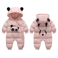 2021 new winter baby snowsuit cartoon panda thick warm newborn baby girl jumpsuit toddler snow suit baby boy rompers overalls