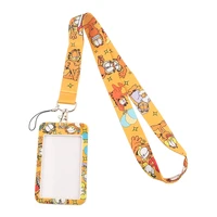 ya103 cat animal fashion lanyards id badge holder for student card cover business card with lanyard for girls
