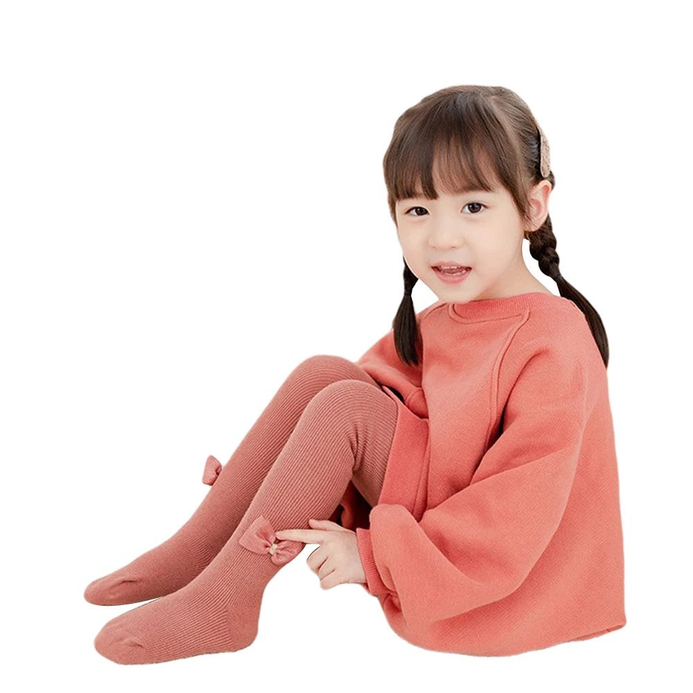 

Baby Children Girls Solid Bow Knot Fleece Leggings Kid Toddler Infant Cotton Soft Winter Autumn Warm Pantyhose Tights 6M-6Y