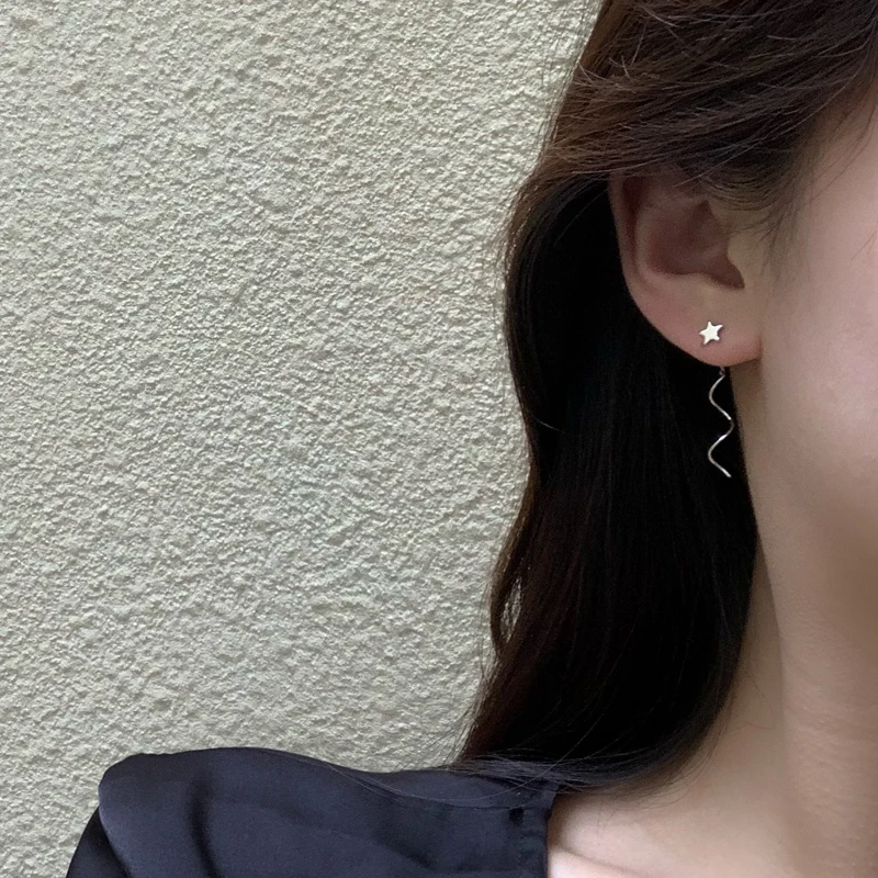 

Mihan Women Jewelry Simply Star Earrings 2021 New Design Silvery Plating Twist Stick Drop Earrings For Girl Fine Accessories