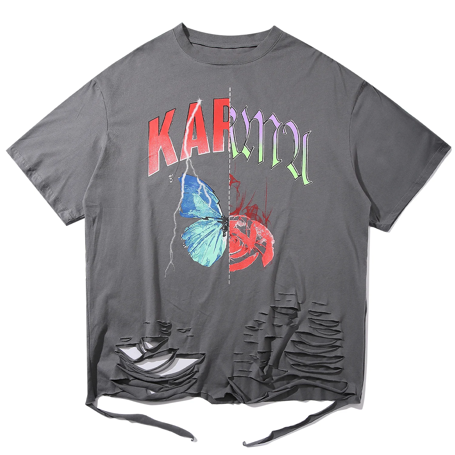 Мужская футболка с принтом бабочки коротким рукавом в стиле хип-хоп | одежда