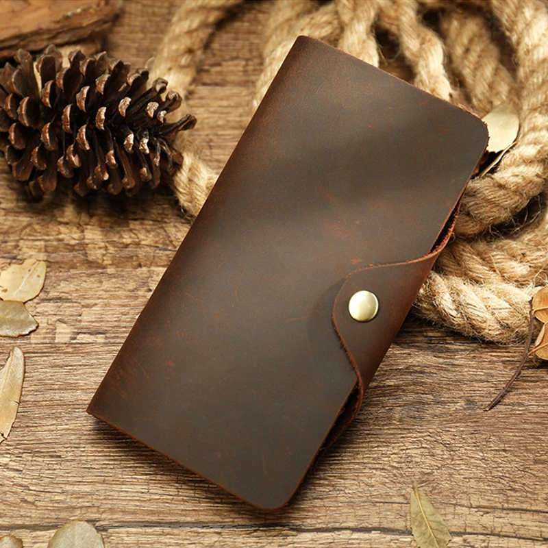 Винтажный Длинный кошелек двойного сложения для мужчин и женщин длинный