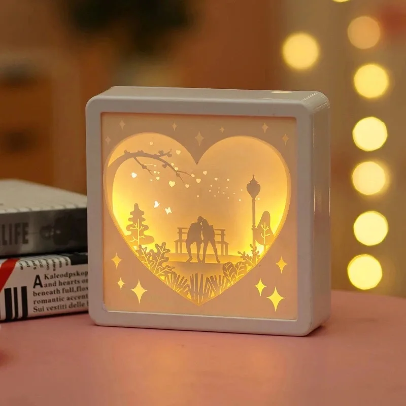 Подарок на день рождения для подруги бойфренда 3D Бумага резьба огни USB годовщину