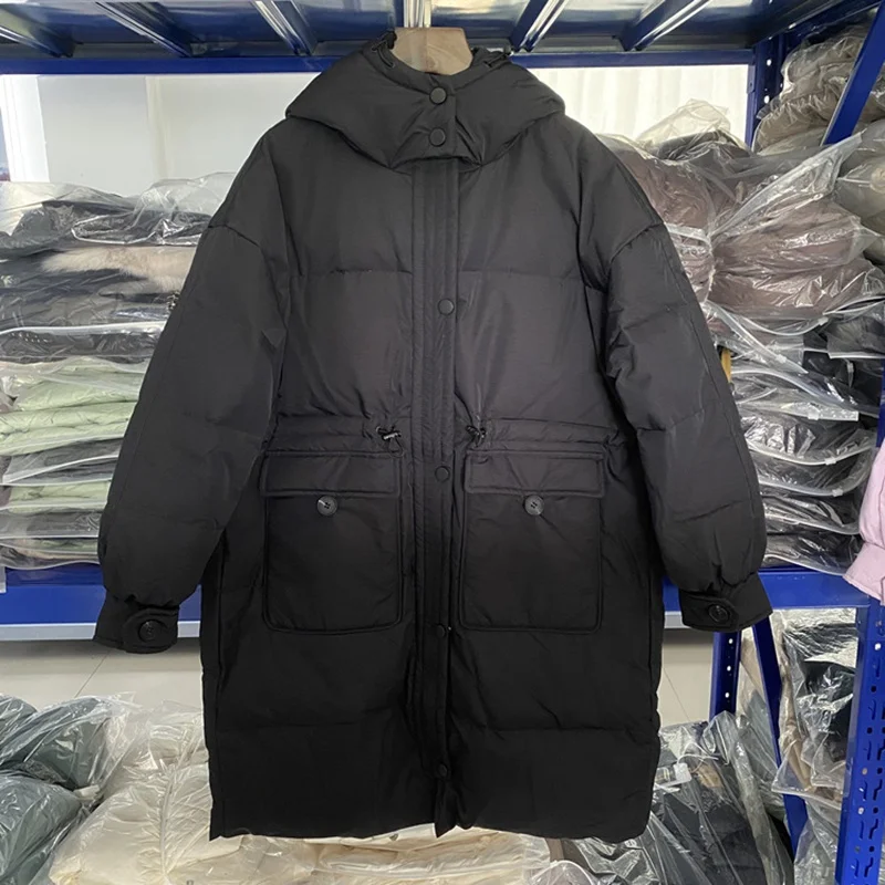 Новинка 2021 женская зимняя повседневная Свободная куртка выше колена на белом