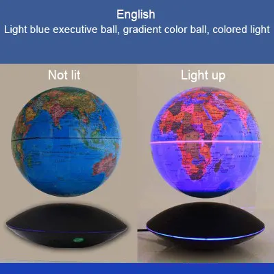 English Light blue 6 дюймов магнитной левитации земной шар 6 дюймов вращение светящиеся бизнес подарки офисный Декор детей Educatioanl игрушки - Цвет: English Light blue