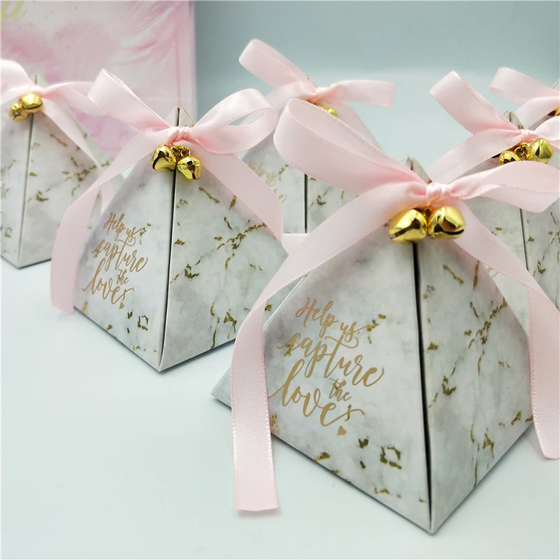 Marble Triangle Wedding Candy Box New Creative Pyramid Gift Romantic Party Supplies Customized Packaging Boxes | Дом и сад