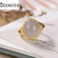 qeenkiss rg5115 fine jewelry wholesale fashion woman girl bride birthday wedding gift vintage oval jade 24kt gold resizable ring