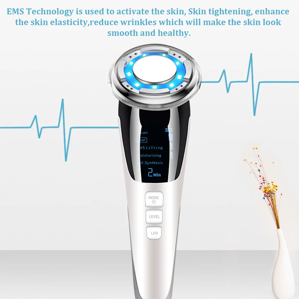 

Lifting Machine Light Therapy Home Hot Cold Face Massager Vibration Electric Cleaner Portable EMS Wrinkle Removal ABS