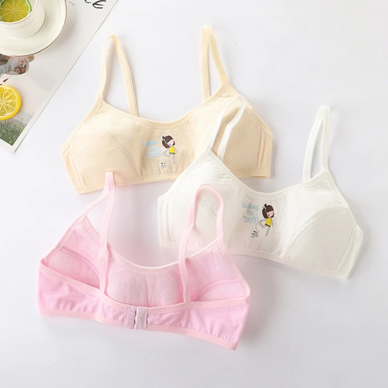 3Pcs/Lot Girls Training Bra Cotton Kids Underwear Wireless Teens Puberty Clothing Undergarment Clothes 10-16Y Bras Vest | Мать и ребенок