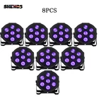 8 шт. Лидер продаж и Высокое качество плоский светодиодный Par 7X1 2w7X18W RGBW сценические стирка светильник DMX контроллер диджей оборудование диско ночного клуба шоу