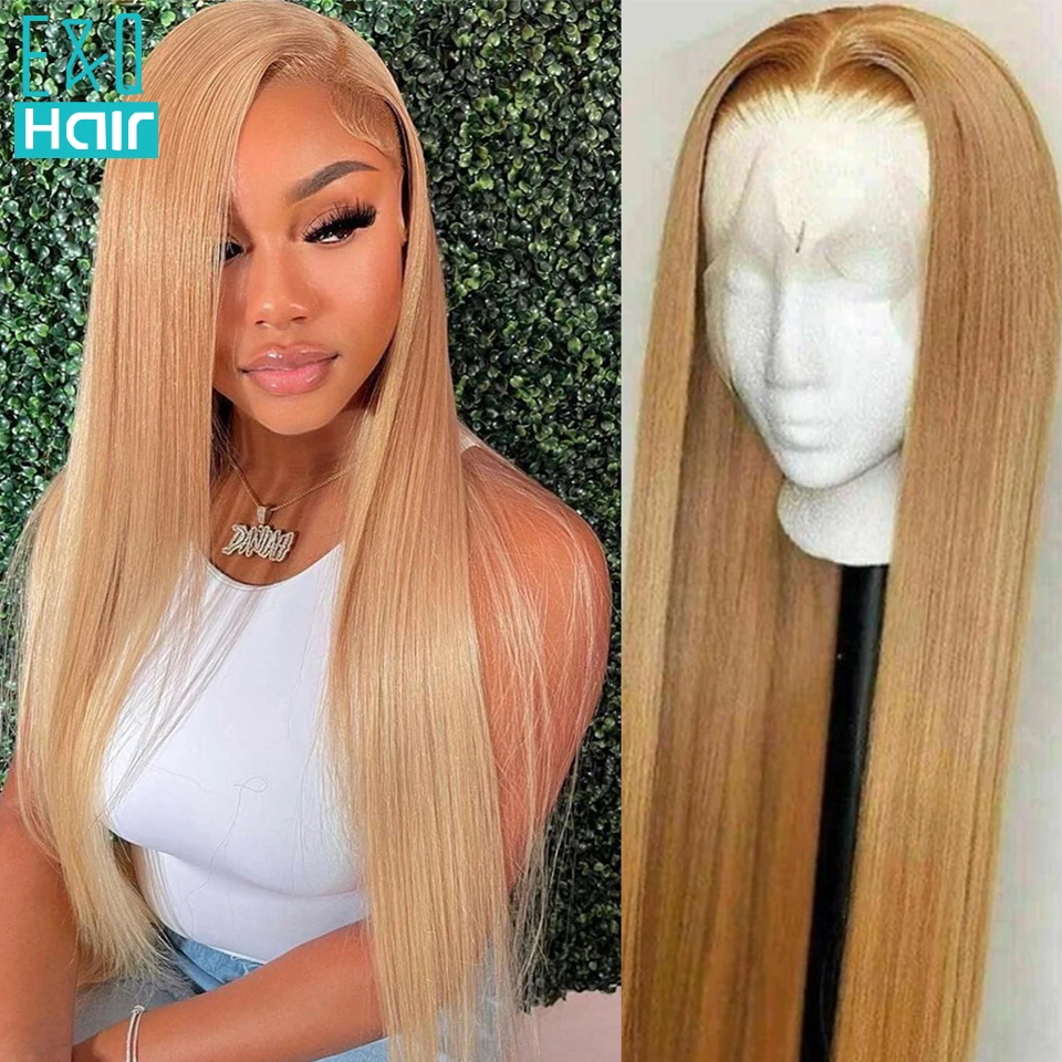 

13x4 Honey Blonde Lace Front Human Hair Wigs For Women #27 Straight Light Brown Wig Colored Human Hair Wigs Brazilian Remy Hair