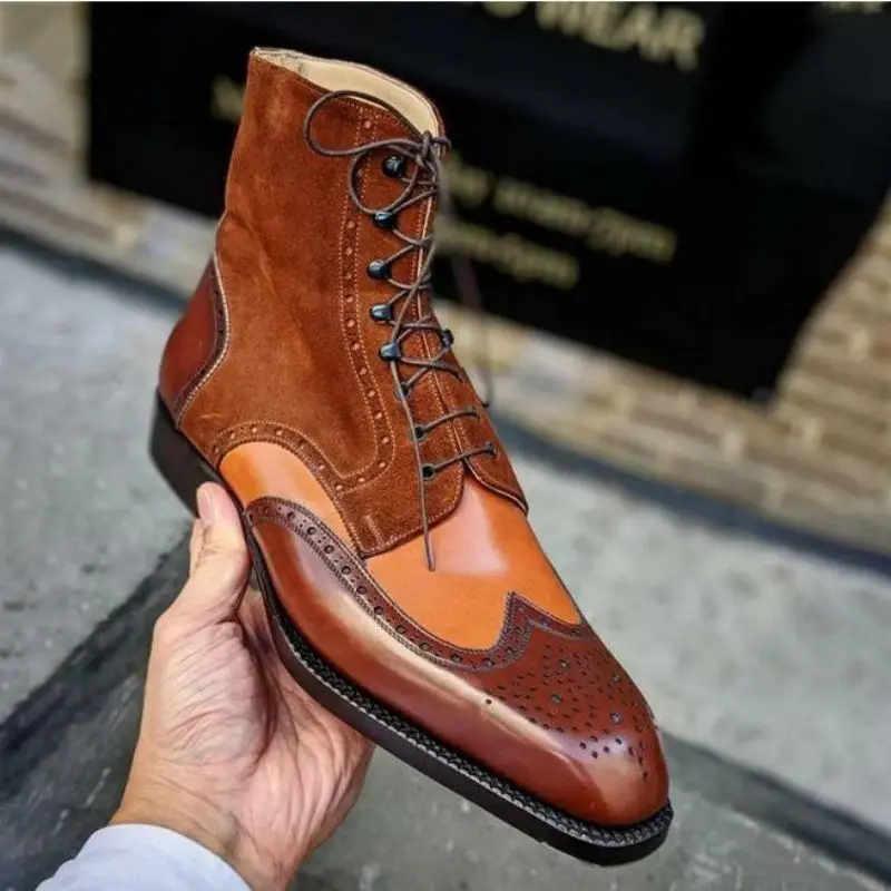 Новинка 2021 мужские ботинки ручной работы из искусственной кожи Классические на