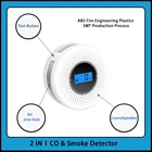 Питание от батарейки AA, беспроводной датчик дыма, оксид углерода, Комбинированный Детектор 2 в 1, датчик дыма со светодиодным индикатором, легкая установка