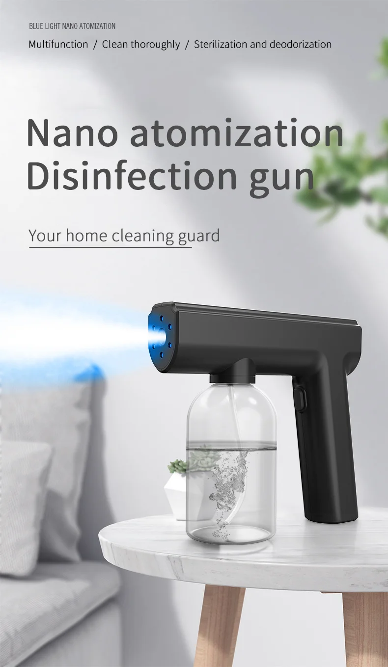 Peosaard Pulvérisateur Désinfection Électrique 300 Ml – Atomiseur Lumière Bleue – Cuisine Salle De Bain Portable