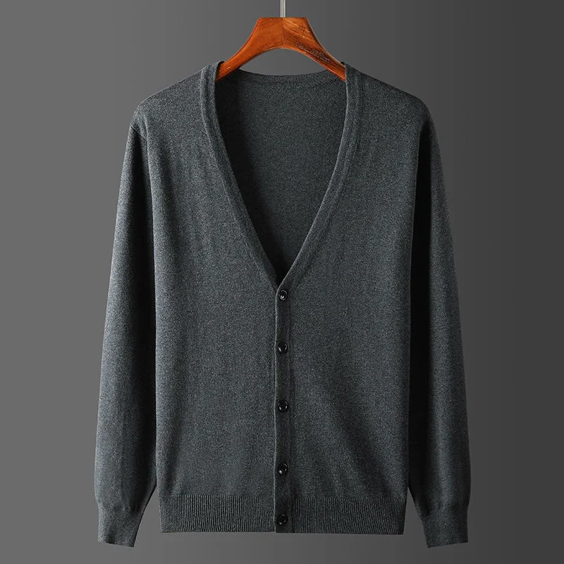 

Fashion New Spring Autumn Warm Men's Solid Outwear Sweaters V-Neck Cardigan Male Casual Knitwear Plus Size 5xl Coat S30
