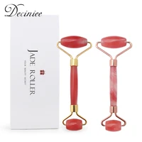 red natural crystal stone double head jade roller massager for neck face anti aging wrinkle skin care beauty tool red jasper