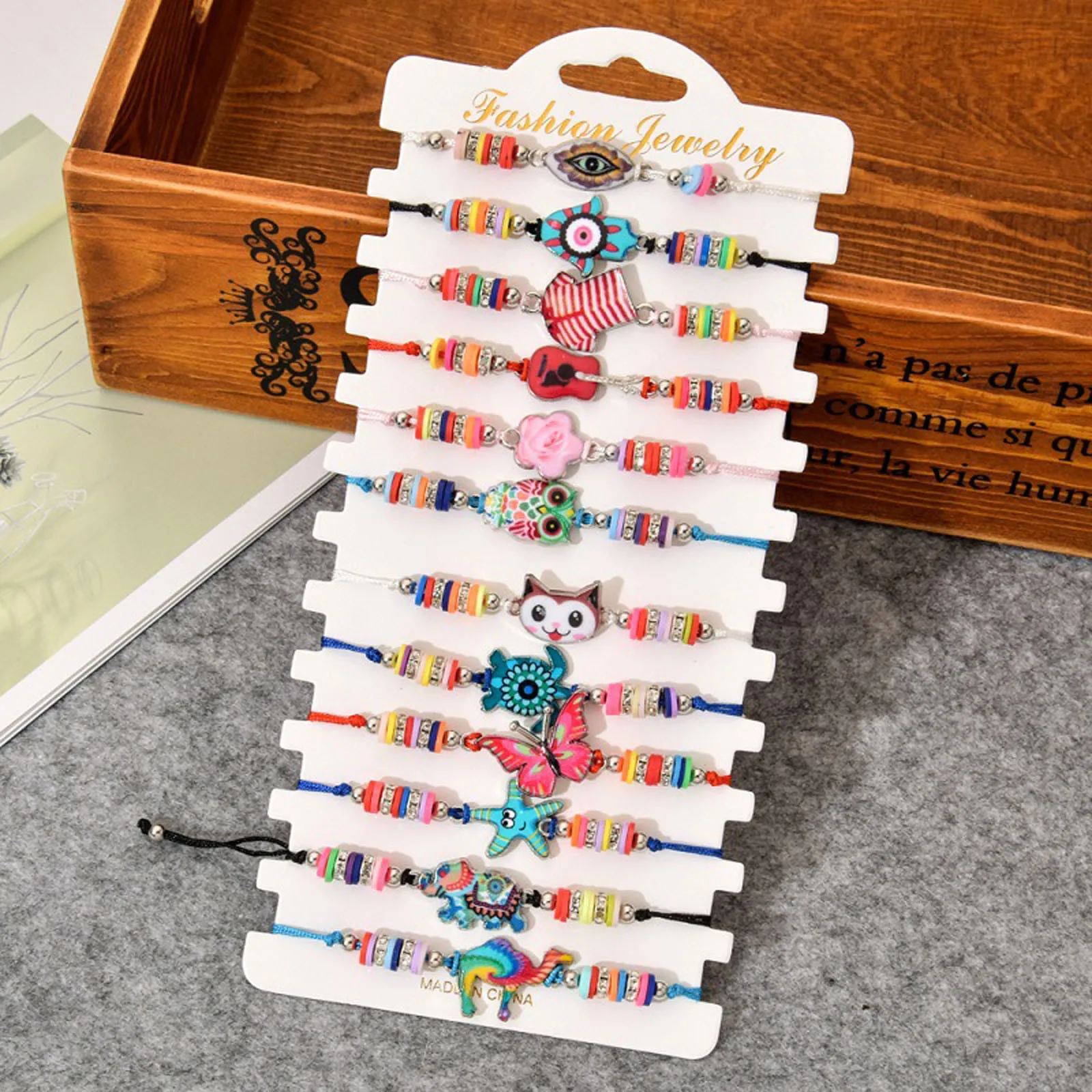 Bohemian Alloy Soft Ceramic Animal Woven Children's Bracelet 12 Bracelets Set For Women Jewelry Accessories Украшения Женские |