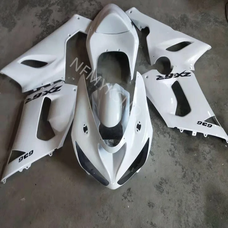 

ABS Injection Fairing Kit Bodywork for Kawasaki Ninja ZX6R 636 05-06 ZX6R 636 2005-2006 full white motorcycle Fairing