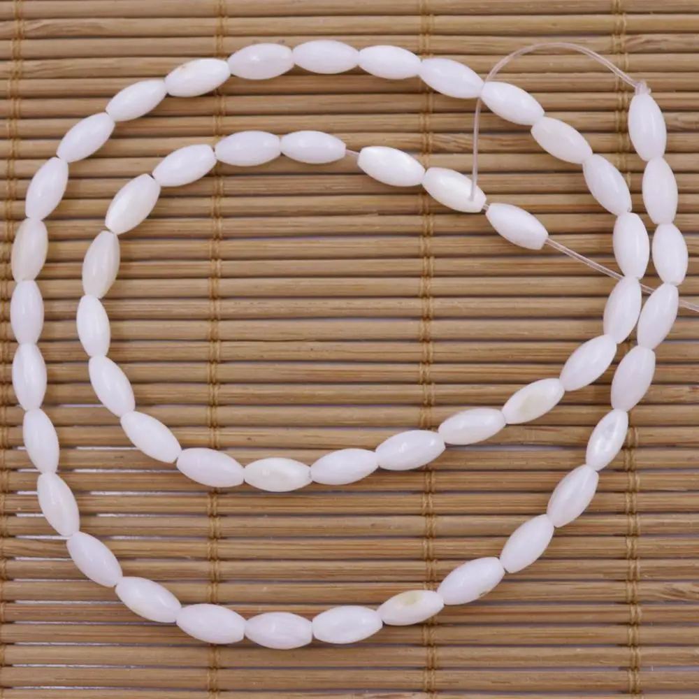 

Natural Oval White Mother of Pearl Loose Beads 15" Jewelry Making 4mmX8mm Accessories DIY Jewelry Making