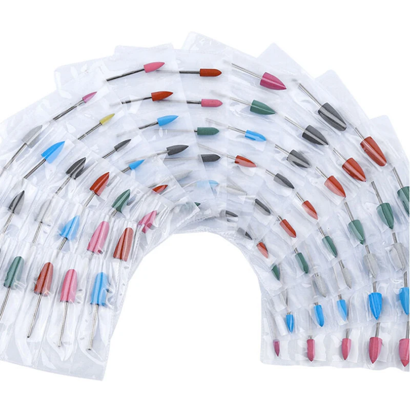 6 шт./компл. резиновые силиконовые фрезы для ногтей маникюра гибкая полировальная