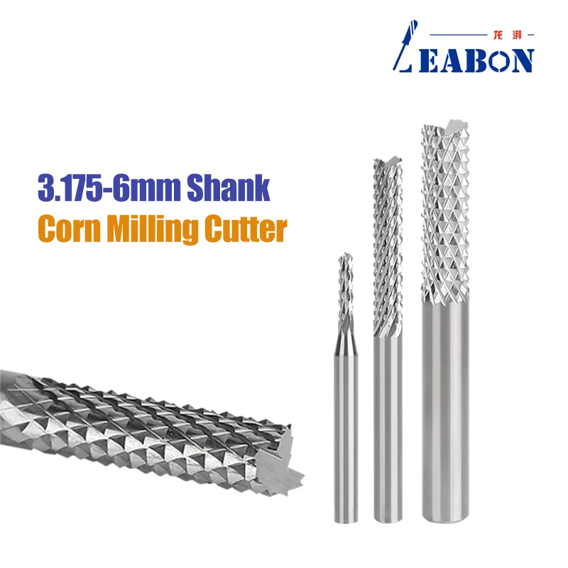 

Corn Milling Cutter 3.175mm 4mm to 6mm Shank Nano Level Carbide Bit for Epoxy Fibre Glass Bakelite Board Processing