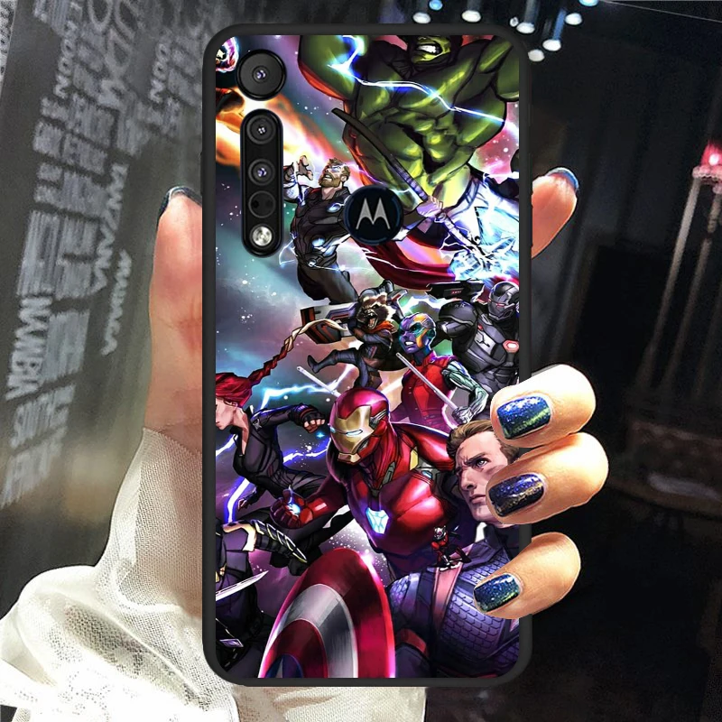 

Marvel Avengers for Motorola G9 G8 G E7 E6 One Play Marco Hyper Fusion Stylus Power Edge Plus Soft Black Phone Case