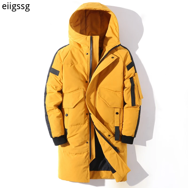 2021 Winter Men's Down Jacket Hooded Fashion Long Down Coat Men Windproof Waterproof Thick Warm Brand Mens Clothing Long Parka