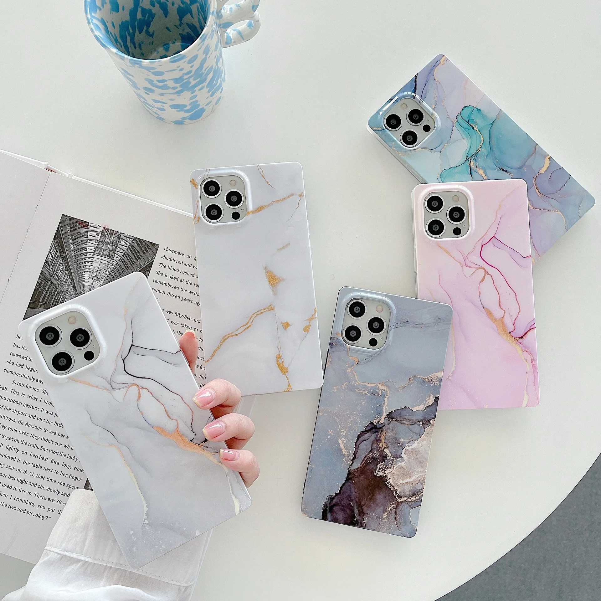 

Popular square marble design for iPhone 13promax case Apple 13 Pro case