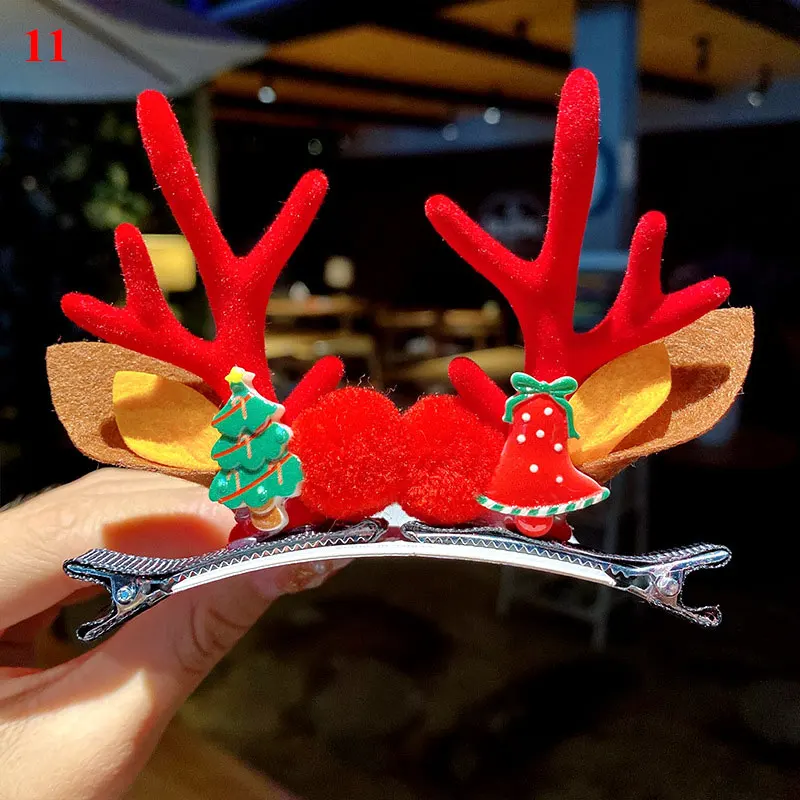 2 шт./компл. рождественские украшения для волос в виде лося зажимы милых оленей