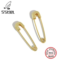 ssteel safety pin earrings hoop for women korean 18k gold earings pendientes 925 sterling silver earrings minimalist jewelry