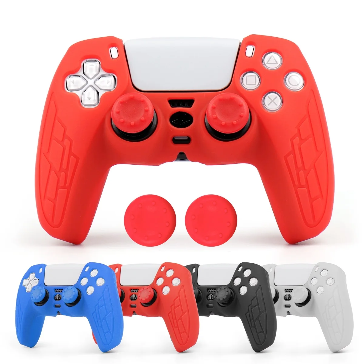 

Protective Case For PS5 Gamepad Silicone Cover Anti-slip For SONY Playstation 5 Controller Housing Shell Case With Handle Cap