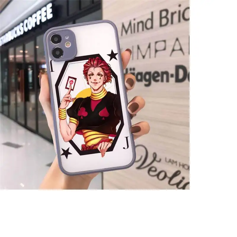 

Hisoka Anime Hunter X hunter Phone Case For iPhone 12 11 Mini Pro XR XS Max 7 8 Plus X Matte transparent Gray Back Cover
