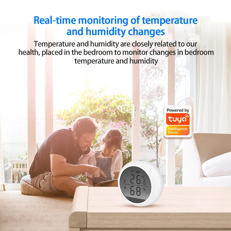 

Tuya WIFI Temperature And Humidity Sensor Indoor Hygrometer Thermometer With LCD Display Smart Home Work with Alexa Google Home
