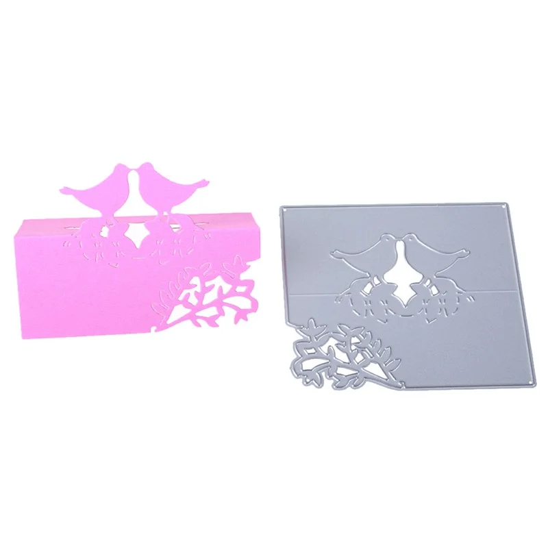 Металлические Вырубные штампы трафареты поцелуи птица на лозах складная