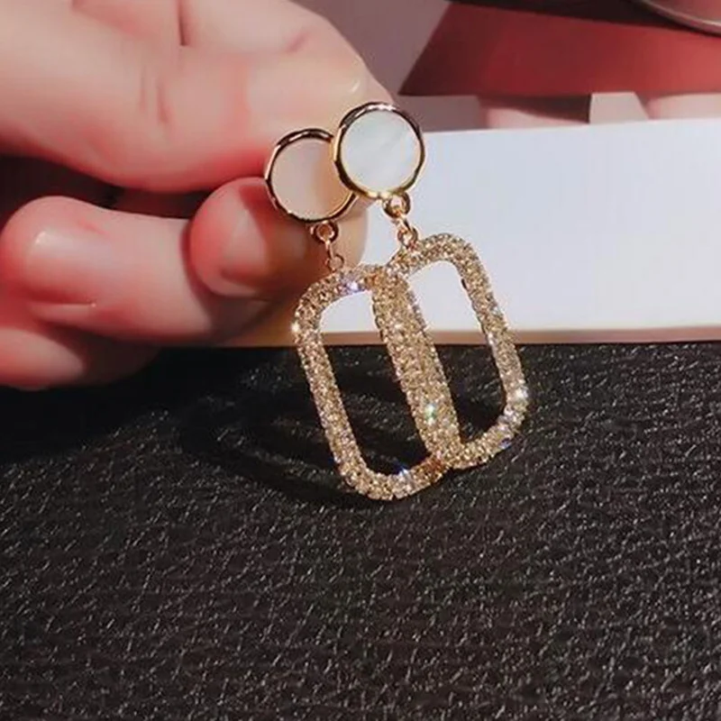 2020 Лидер продаж Модная бижутерия простые квадратные Роскошные серьги гвоздики с