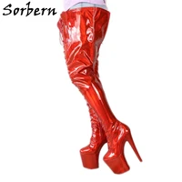 sorbern holographic crotch thigh high boots women 8 inch extreme high heels lace up stripper pole dance boot long custom colors