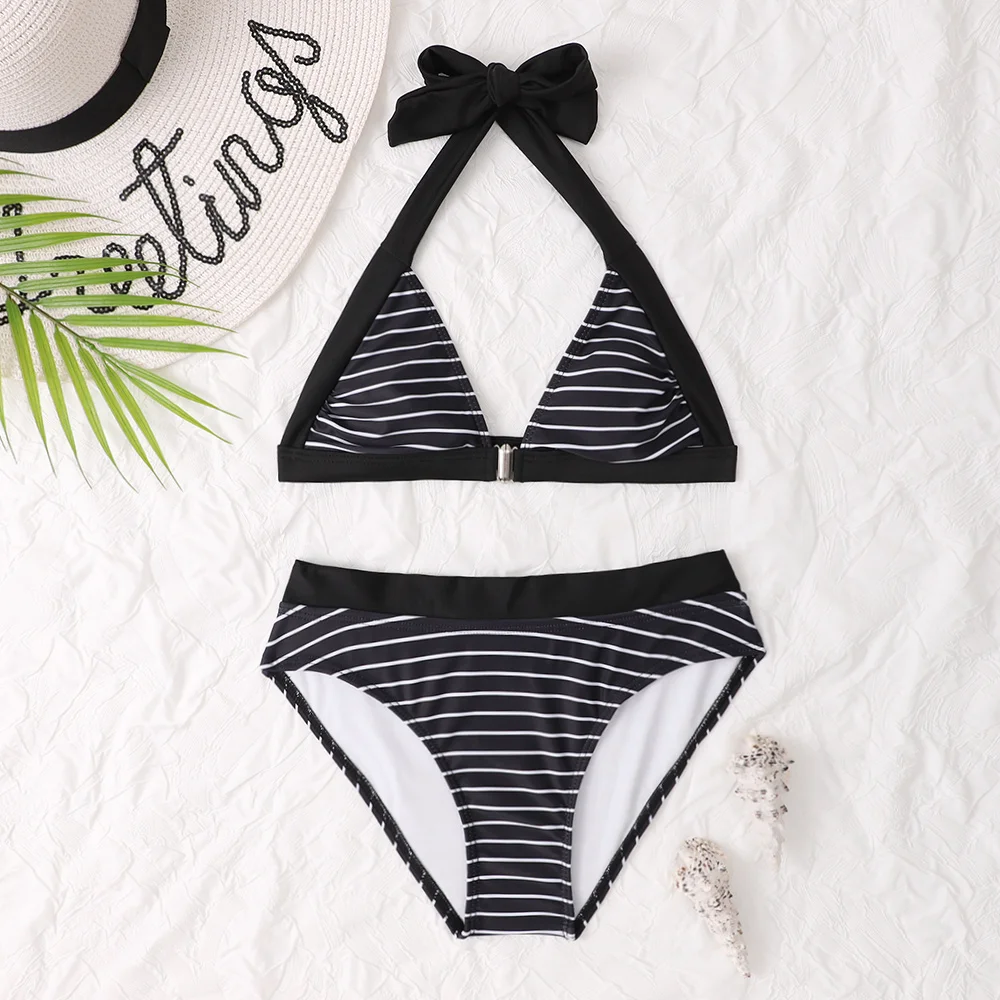 

Новинка 2022, сексуальное микро бикини WTCandy, цвет белый/черный, полосатый купальник, Женский мини-купальник, большой купальный костюм