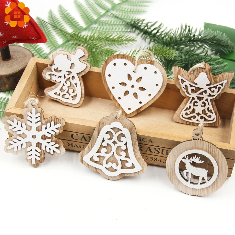 2pcslot diy creative small hollow christmas wooden ornaments for home christmas party ornament decorations kids gift supplies free global shipping