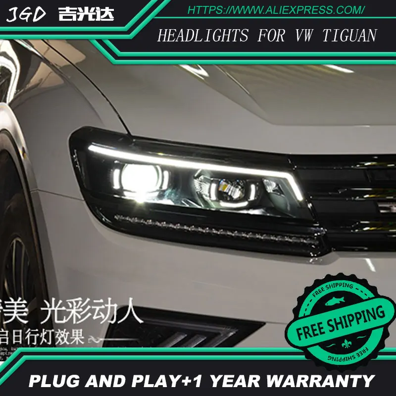 Автомобильный Стайлинг налобный фонарь чехол для фар VW Tiguan светодиодный фары DRL H7