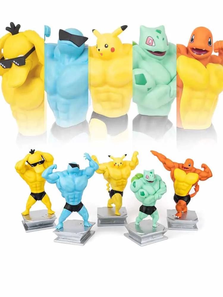 

Car Interior Decoration Bulbasaur Psyduck Muscle Bodybuilding Personality Cartoon Anime Mini Doll for Auto Goods Accessories 8in