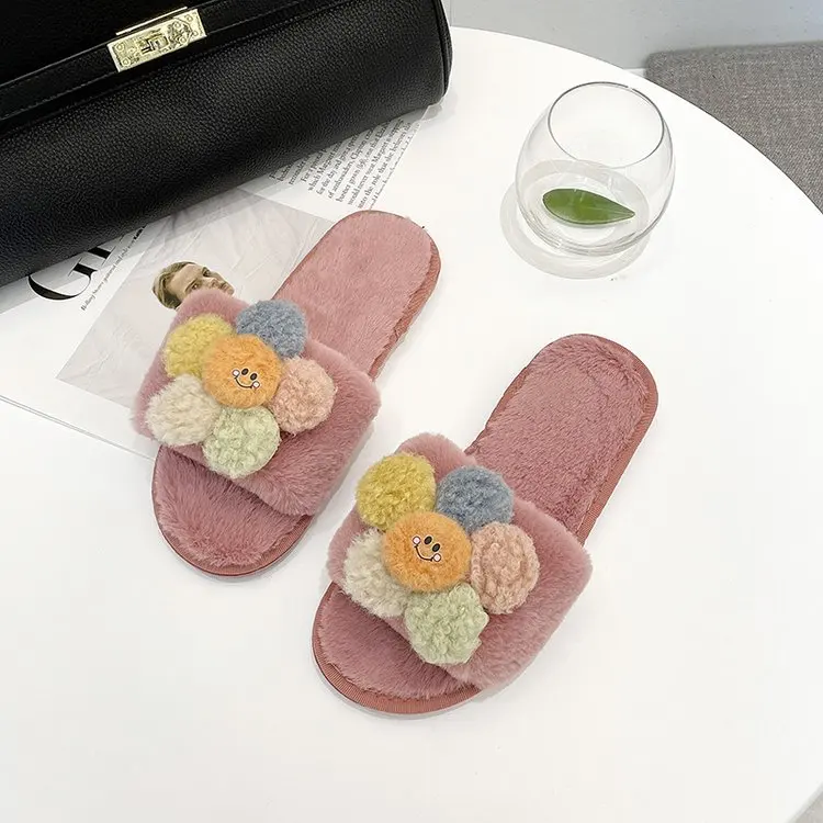 New Winter Ladies Cute Flowers Cotton Slippers Slippers Ladies Plush Slippers Fashion Shoes Ladies Comfortable Women's Shoes