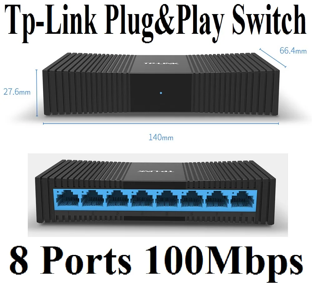 Настольный коммутатор TP Link Plug & Play порты 8 * RJ45 100 Мбит/с SOHO Ethernet концентратор Lan