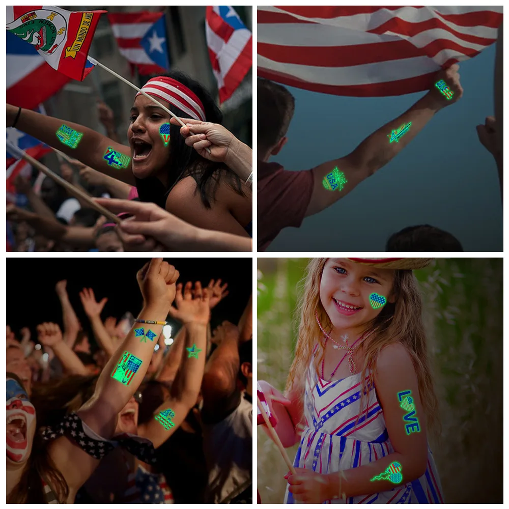 Временная татуировка Стикеры световой на День независимости США татуировки